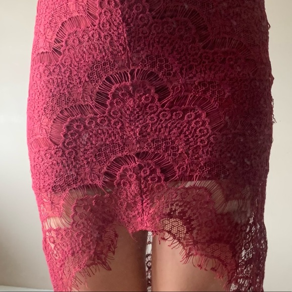 Deep Red Eyelash Lace Free People Dress - Picture 7 of 7